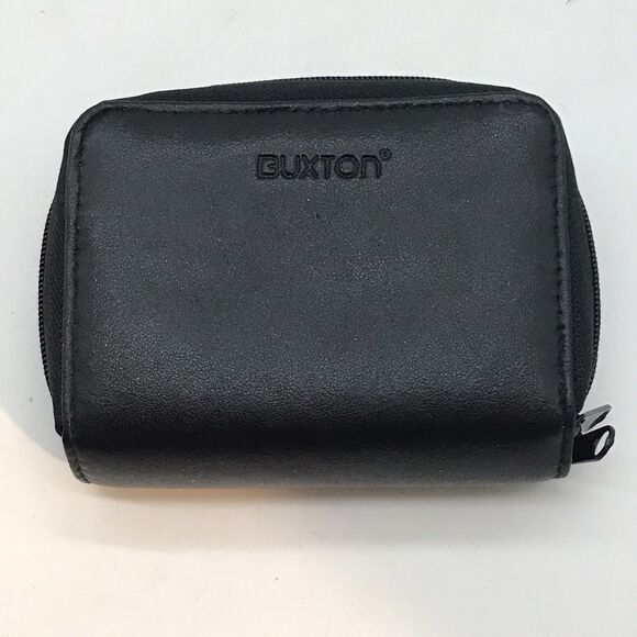 Buxton Black Leather Accordion Wizard 12 Credit Card ID Holder Coin Cash Wallet - Picture 7 of 9